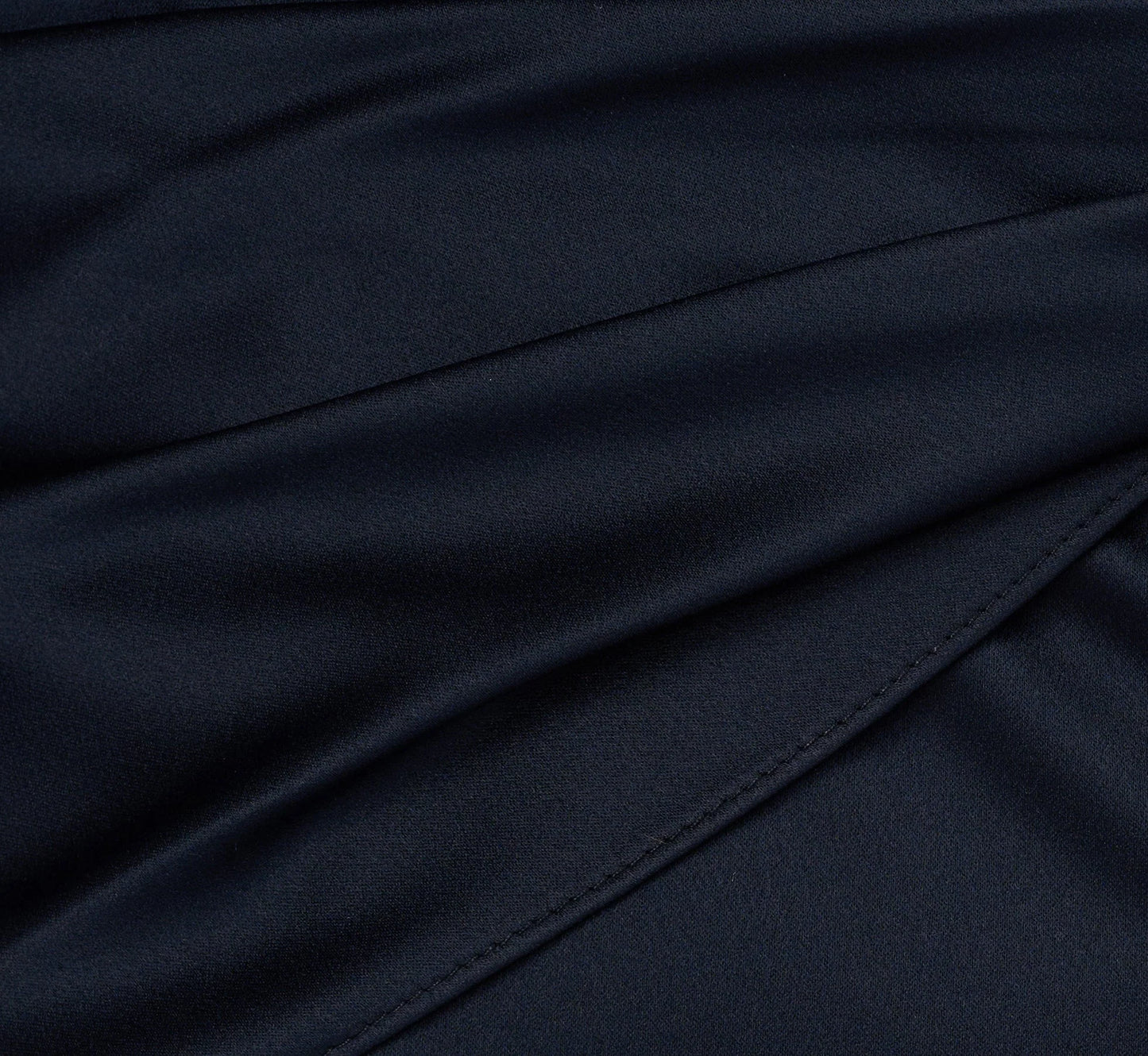 Three Quarter Sleeve Draped Satin Sheath Dress In Dark Navy