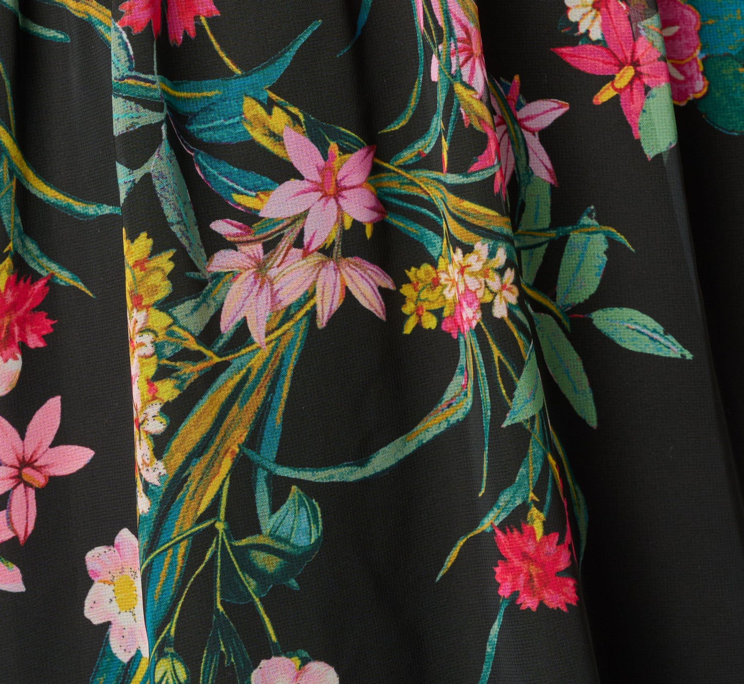 Long Sleeve Wildflower Print Short Dress In Black Multi