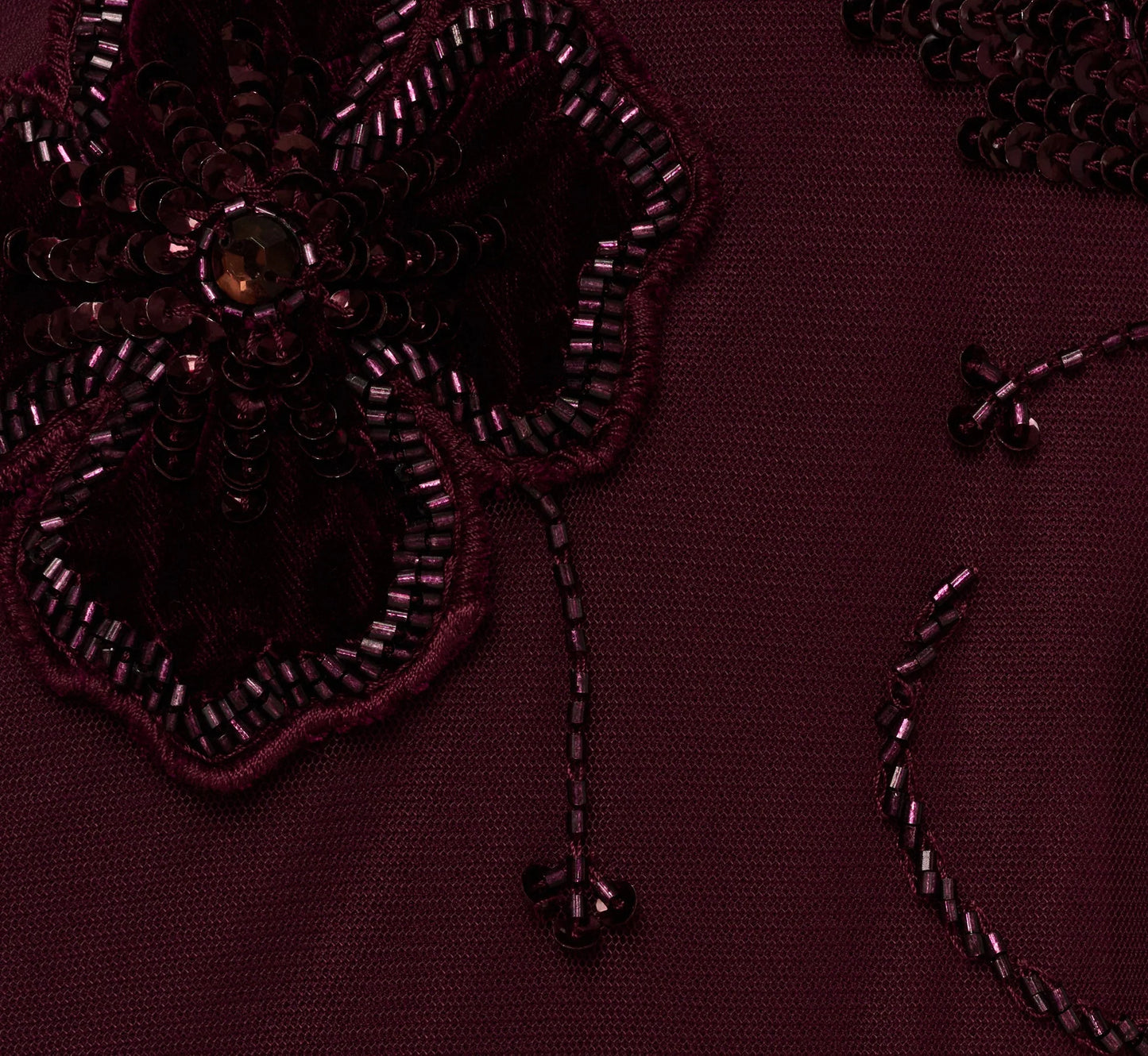 Sleeveless Velvet Beaded Floral Gown In Night Plum