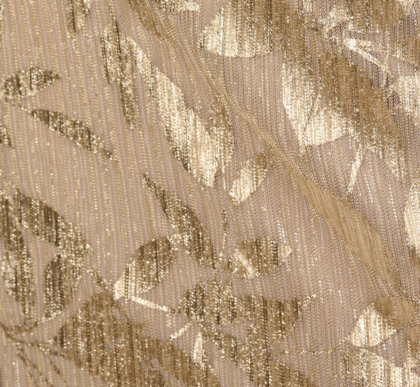 Off Shoulder Foil Leaf Mermaid Gown In Champagne Gold