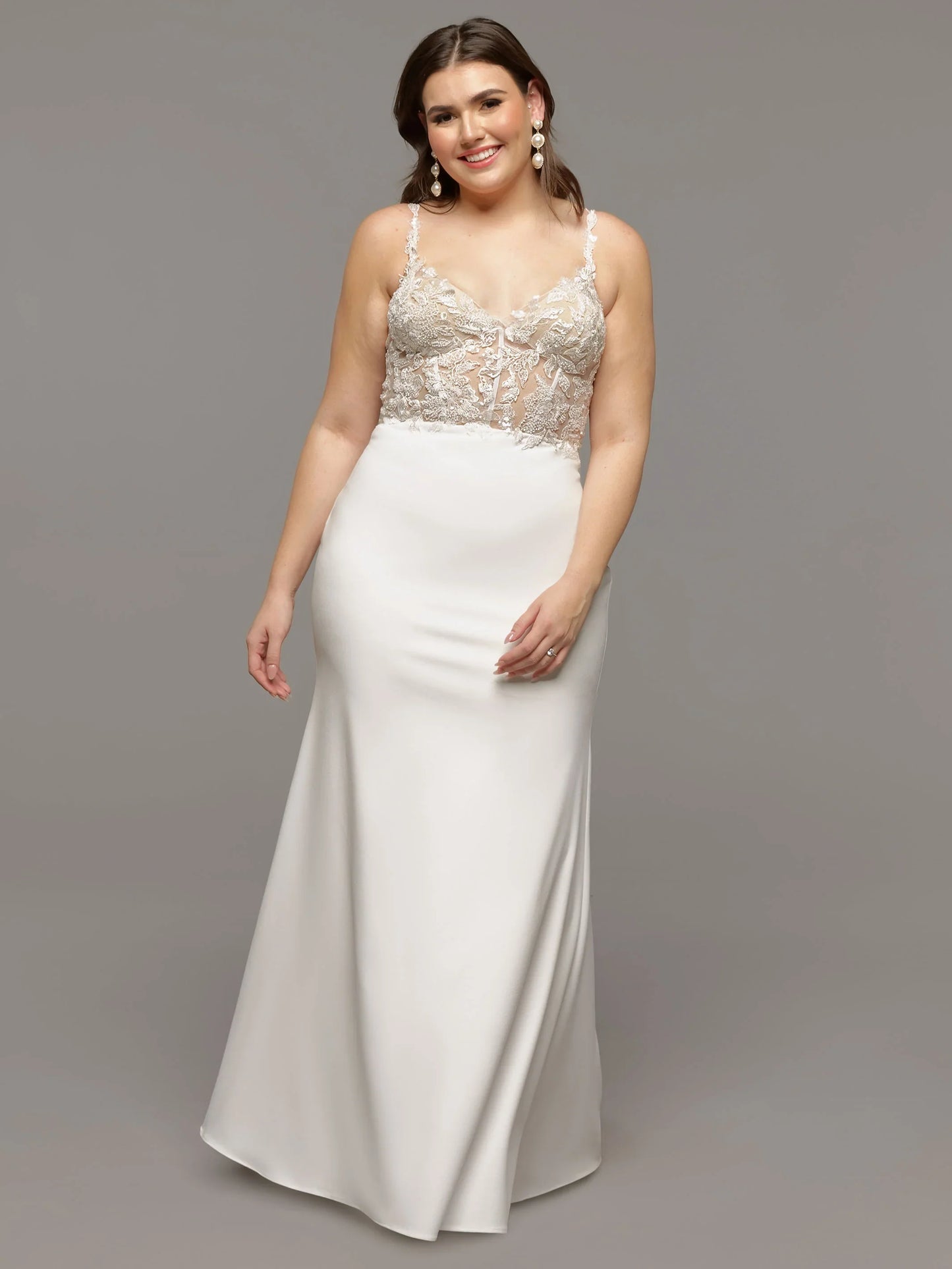 FIT AND FLARE WEDDING DRESS WITH ILLUSION BODICE