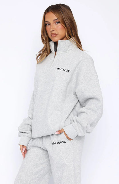 Core Classic Zip Front Sweater Dark Grey Marle