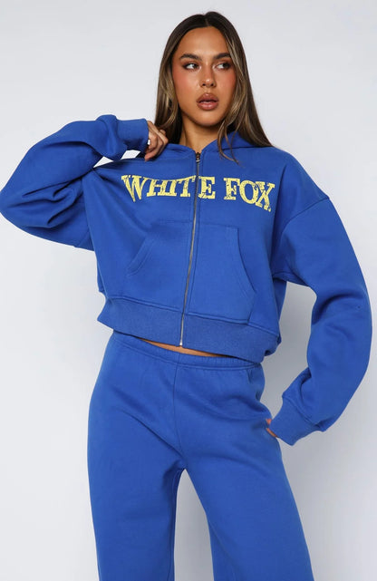 Brand New Start Boxy Zip Front Hoodie Electric Blue