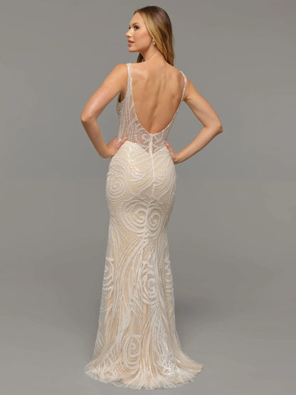 FIT AND FLARE TULLE AND BEADED LACE WEDDING DRESS