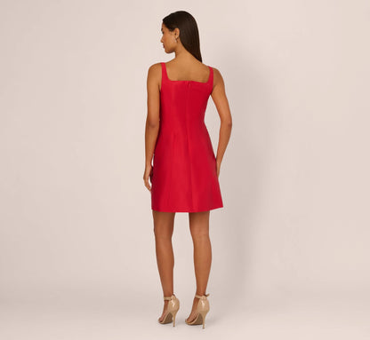 Sleeveless 3D Floral Beaded Cocktail Dress In Red