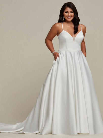 SATIN BALL GOWN WITH SPAGHETTI STRAPS AND SCOOP BACK