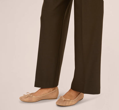 Wide Leg Pleated Trouser In Military Green
