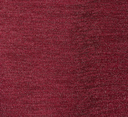 Long Sleeve Metallic Knit Midi Cocktail Dress In Crimson Haze