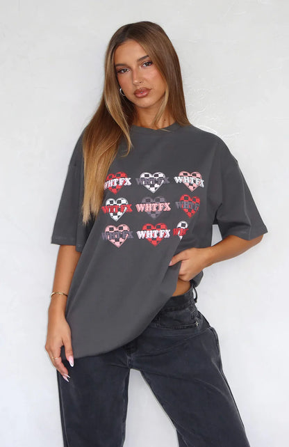 She's Too Nice Oversized Tee Charcoal