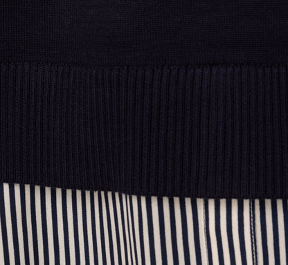 Long Sleeve Collared Printed Twover Sweater In Navy W  Navy Small Stripe