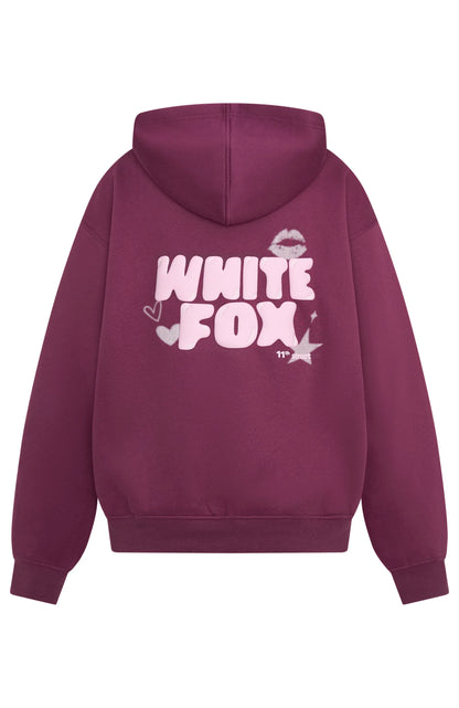 11th Street Sweet Kisses Oversized Hoodie Very Berry