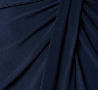 Long Sleeve Tuxedo Stretch Midi Dress In Midnight