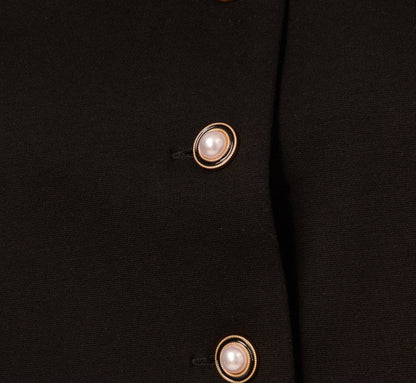Button Front Ponte Vest Top In Black