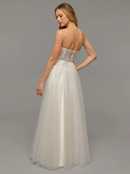 TULLE A LINE WEDDING DRESS WITH ILLUSION LACE BODICE