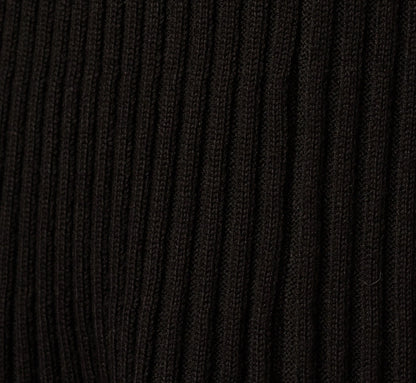 Flutter Sleeve Ribbed Cable Midi Dress In Black