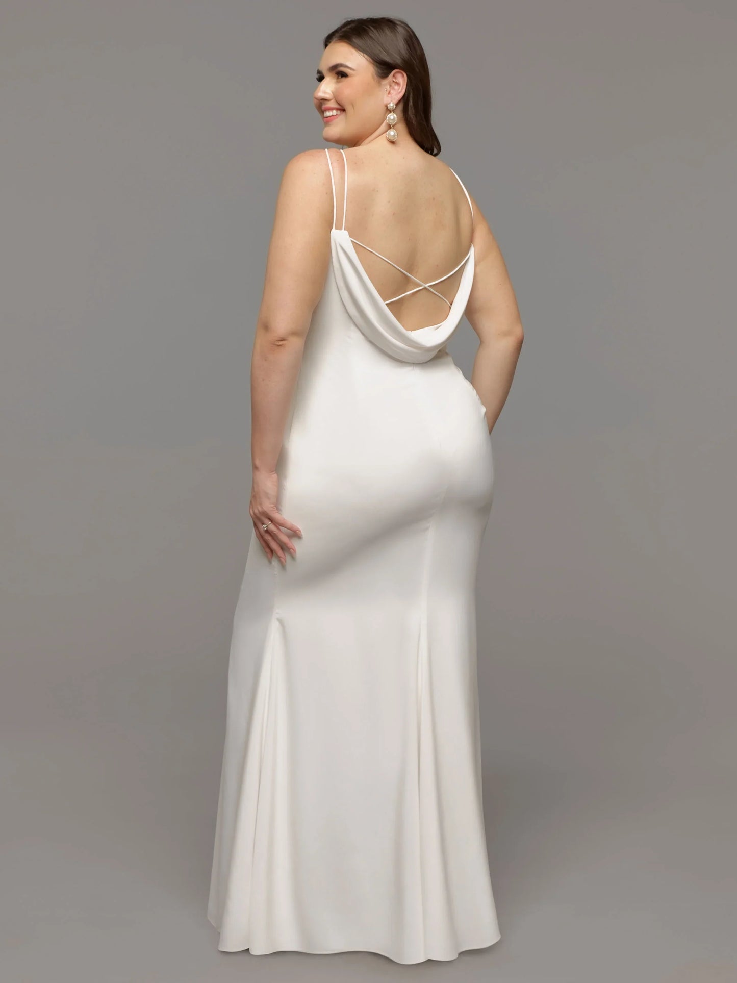 CHIFFON MERMAID WEDDING DRESS WITH BATEAU NECKLINE AND LONG SLEEVES