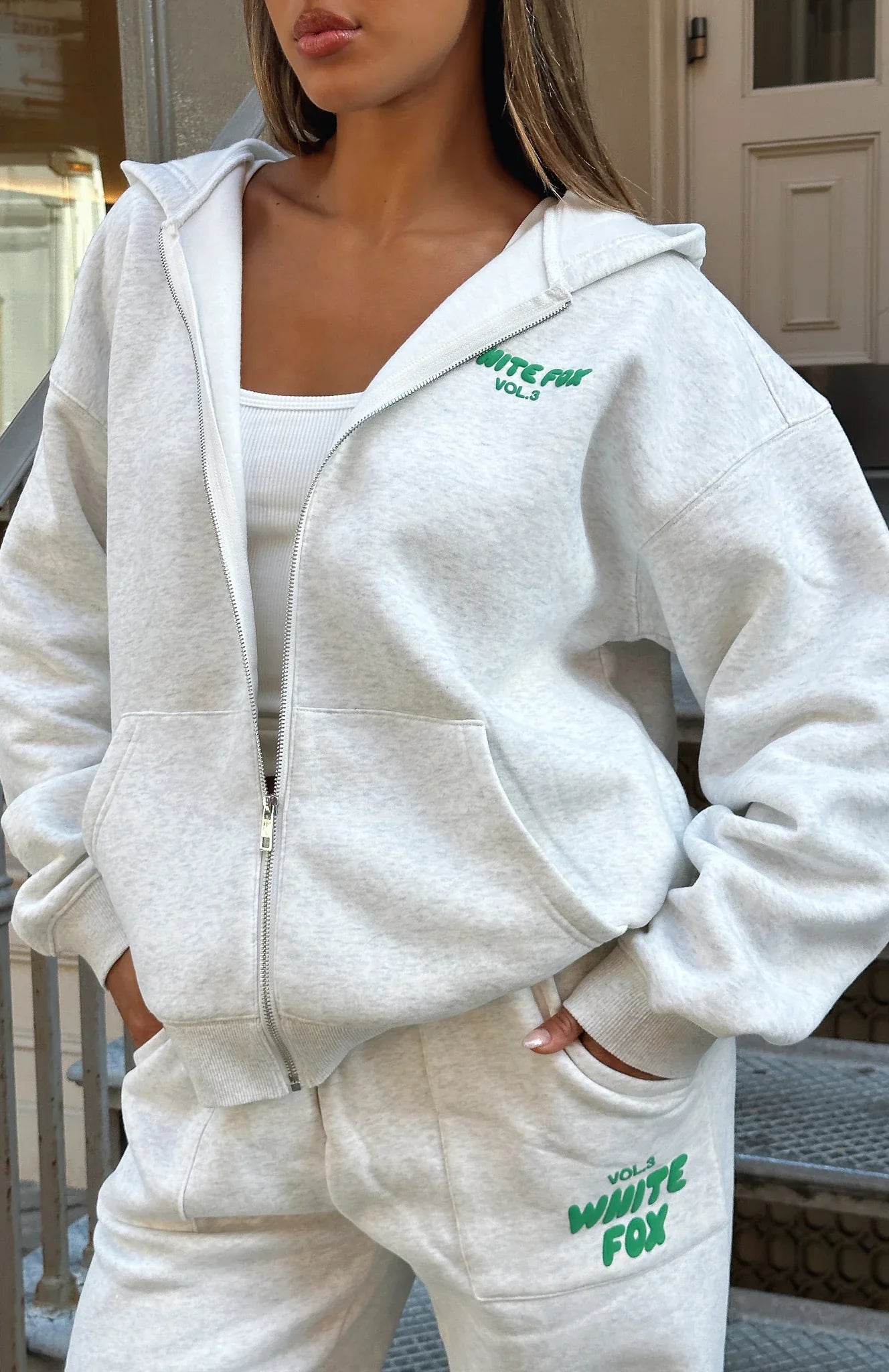 Offstage Zip Front Hoodie Glacier Grey