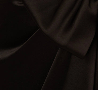 Long Sleeve Satin Bow Gown In Black
