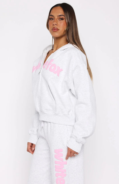 From The Archives Kenzie Boxy Zip Front Hoodie Grey Marle