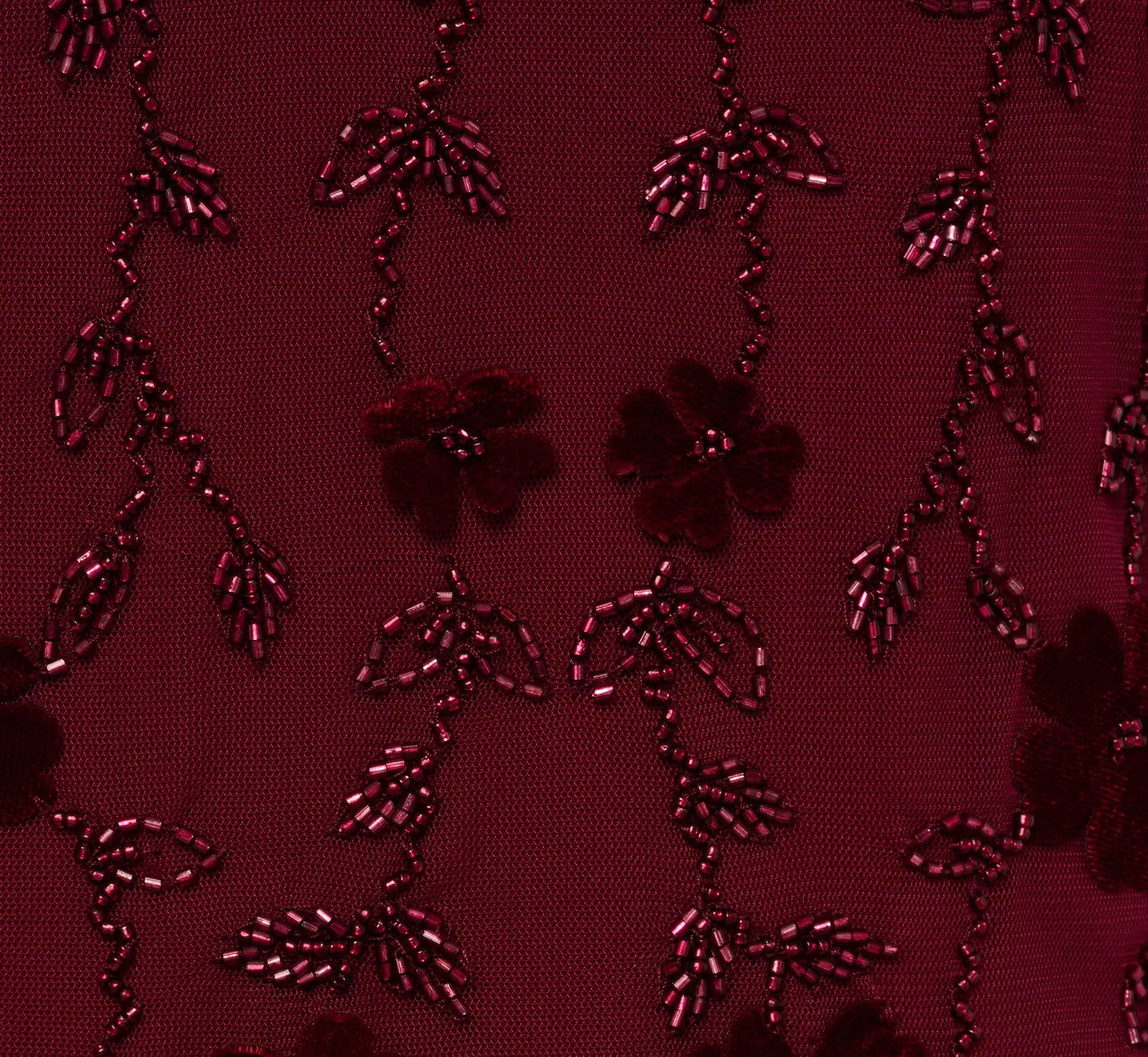 Plus Size Three Quarter Sleeve Velvet Floral Bead Sheath Dress In Mahogany
