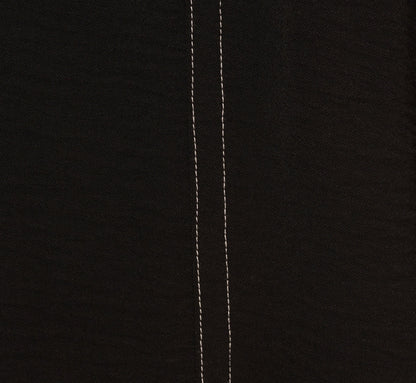 Contrast Stitching A Line Midi Skirt In Black Ivory