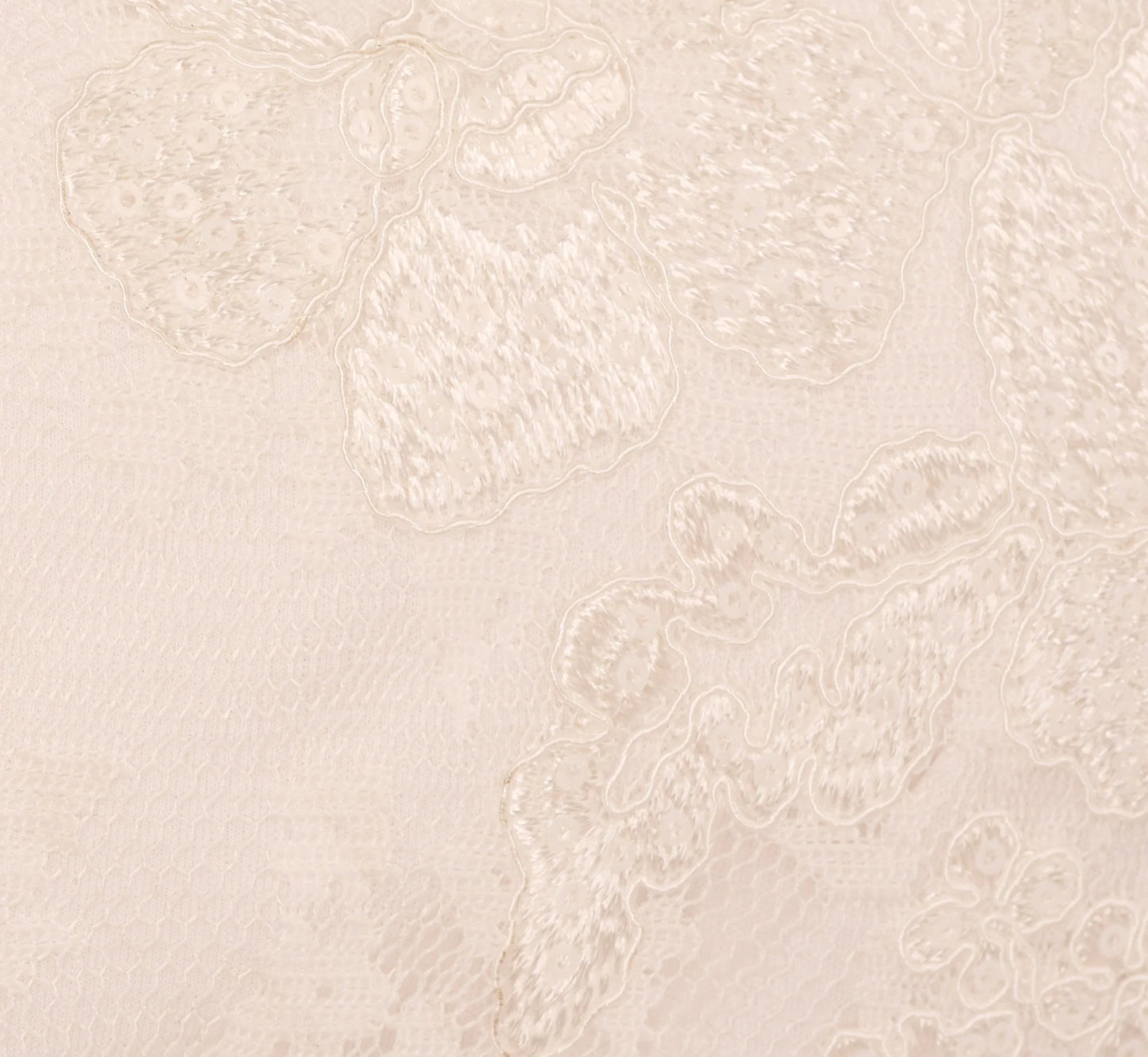 Sleeveless Floral Lace Dress With Feather Trim In Ivory