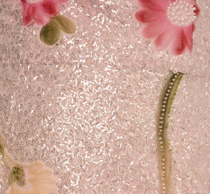 Sequin Floral Midi Sheath Dress In Silver Blush Multi