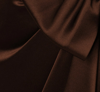 Long Sleeve Satin Bow Gown In Chocolate