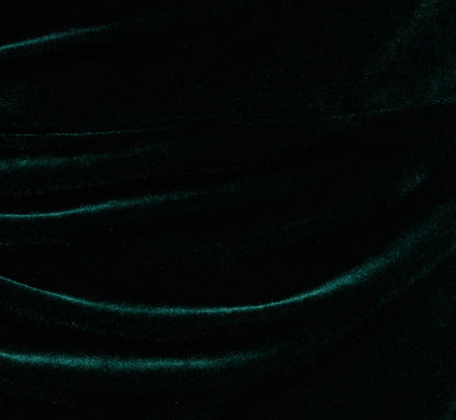 One Shoulder Draped Velvet Gown With Chain Accent In Emerald
