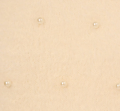 Short Sleeve Pearly Fuzzy Sweater In Cream