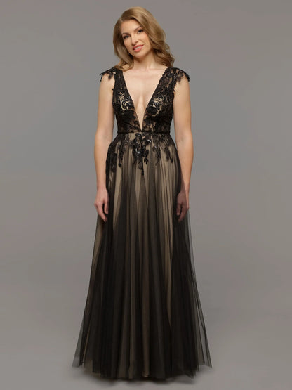 A LINE TULLE CAP SLEEVE WEDDING DRESS WITH LACE