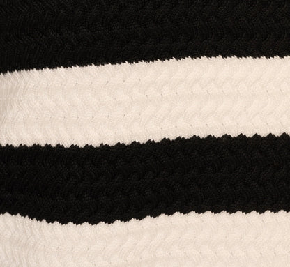 Textured Knit Blanket Stitch Cardigan Sweater In Ivory Black