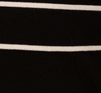 Long Sleeve Contrast Tipped Sweater Dress In Black Ivory