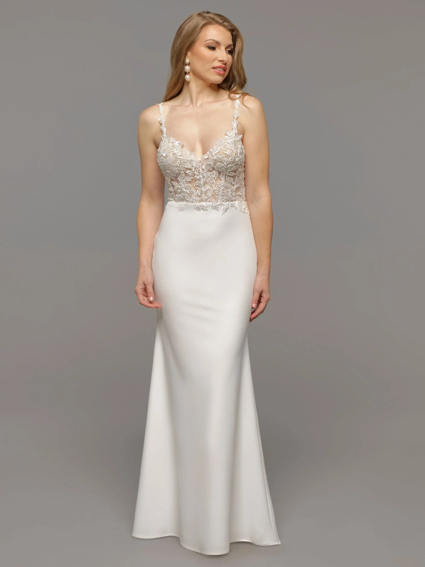 FIT AND FLARE WEDDING DRESS WITH ILLUSION BODICE