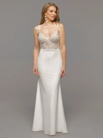 FIT AND FLARE WEDDING DRESS WITH ILLUSION BODICE