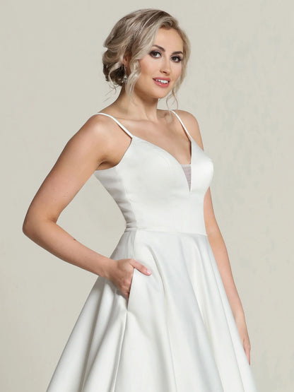 SATIN BALL GOWN WITH SPAGHETTI STRAPS AND SCOOP BACK