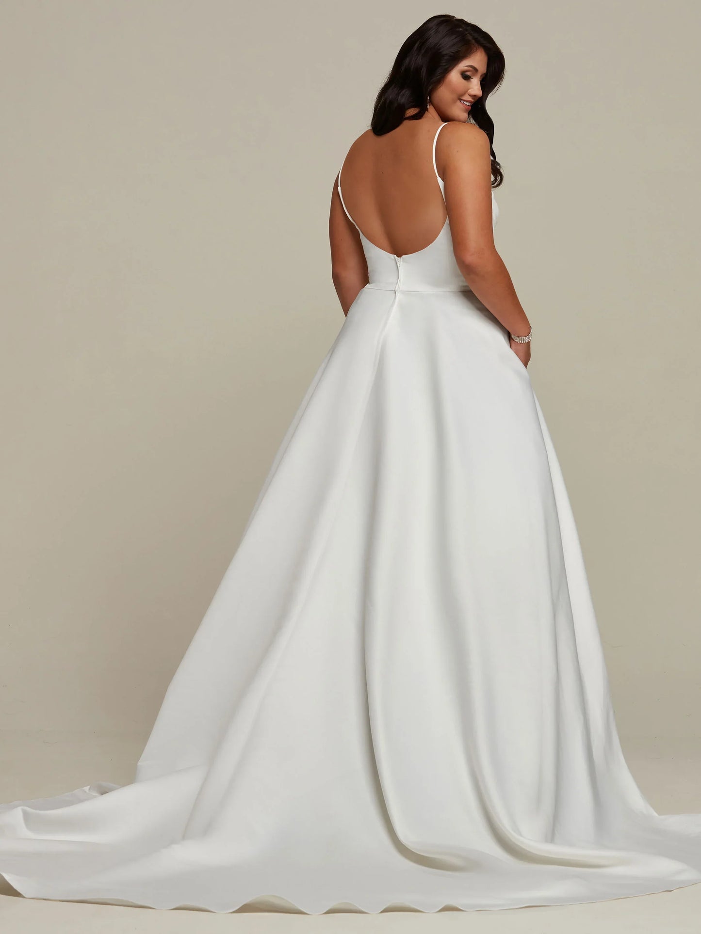 SATIN BALL GOWN WITH SPAGHETTI STRAPS AND SCOOP BACK