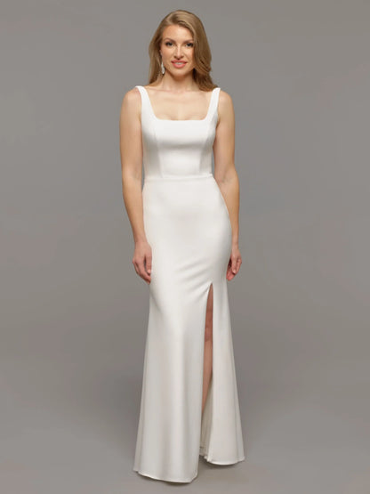 CHIFFON MERMAID WEDDING DRESS WITH BATEAU NECKLINE AND LONG SLEEVES