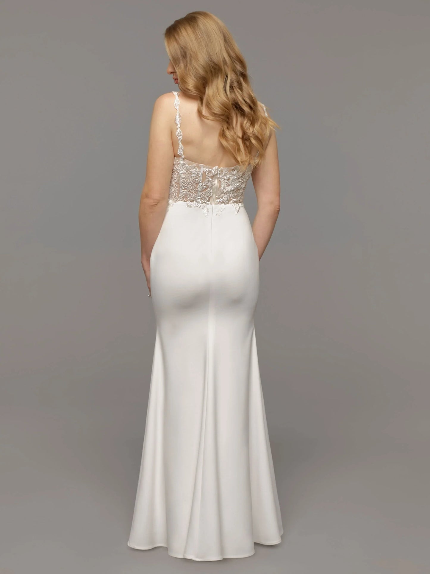 FIT AND FLARE WEDDING DRESS WITH ILLUSION BODICE