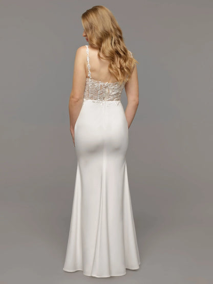 FIT AND FLARE WEDDING DRESS WITH ILLUSION BODICE