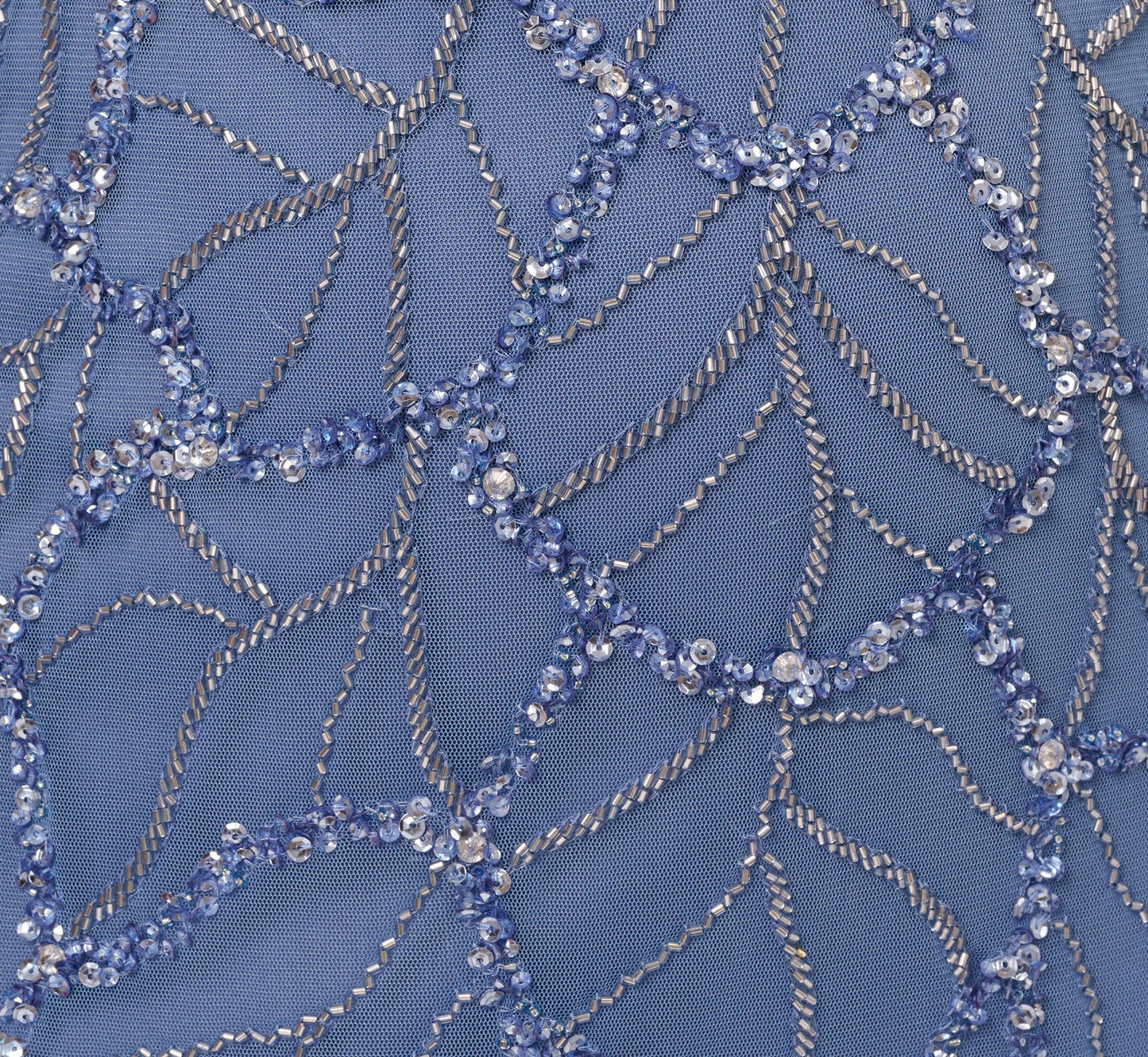 Plus Size Flutter Sleeve Surplice Beaded Gown In French Blue