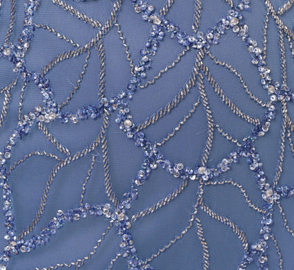 Plus Size Flutter Sleeve Surplice Beaded Gown In French Blue