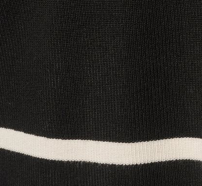 Long Sleeve Drop Shoulder Twofer Sweater In Black Ivory