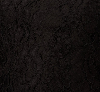 Floral Lace And Feather Trimmed Short Sheath Cocktail Dress In Black