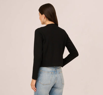 Long Sleeve One Button Cardigan Sweater In Black
