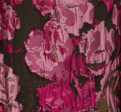 Rose Jacquard Envelope Back Dress In Pink Black Multi