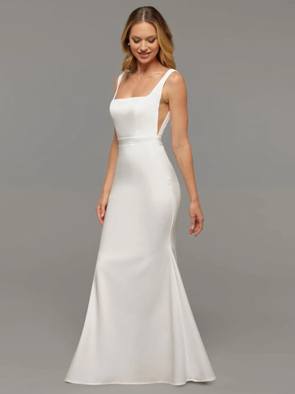 MODERN FIT AND FLARE BACKLESS WEDDING DRESS