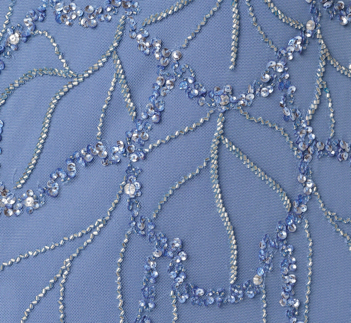 Flutter Sleeve Surplice Beaded Gown In French Blue
