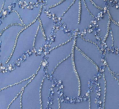 Flutter Sleeve Surplice Beaded Gown In French Blue