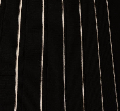 Pleated Pinstriped Knit Midi Skirt In Black Cream